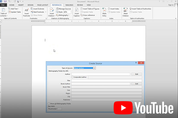 Creating in-text citations and reference page in MS Word