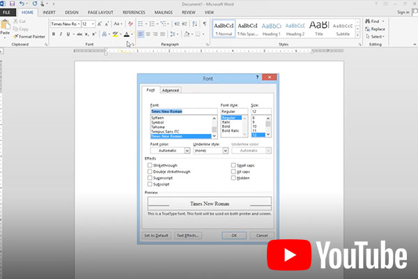 Setting up MS word line spacing font and page layout