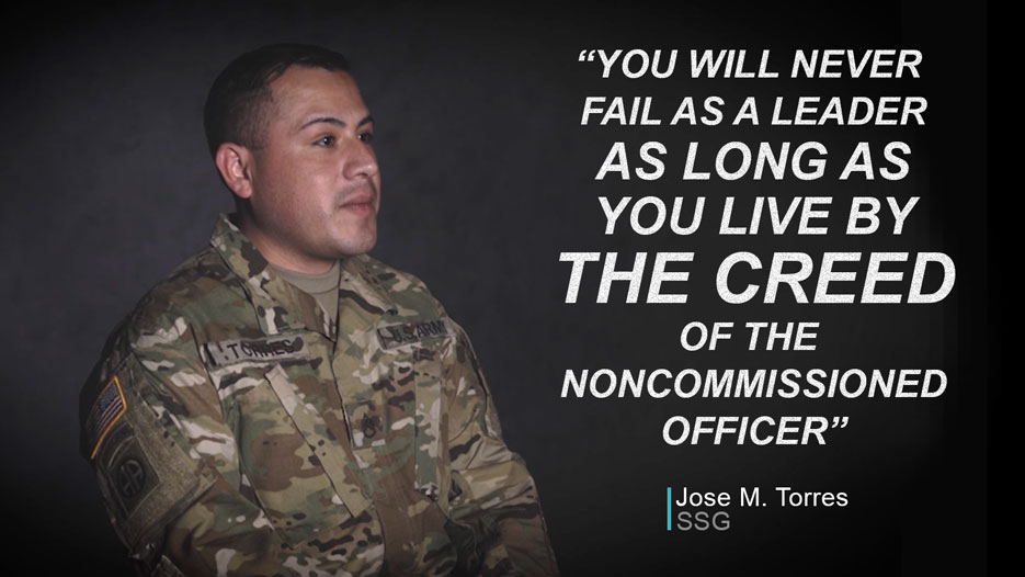 SSG Torres explaining the importance of the NCO Creed