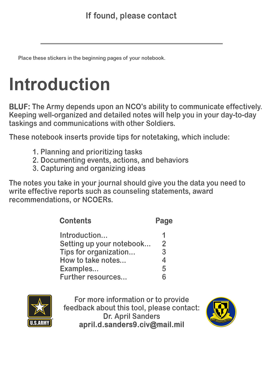 Leader Notes Tool Introduction
